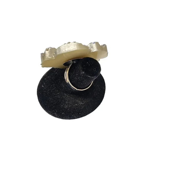 Vintage Pave Rhinestone Floral Adjustable Rings Silver Tone - 2 Rings - Picture 4 of 4